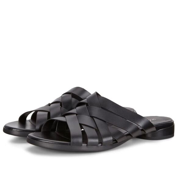 ECCO Designer Slide ii Supple Leather Black Crisscross Slide Sandals SZ 8 - Picture 2 of 15